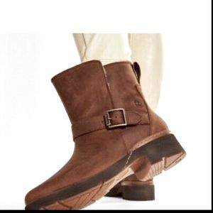 Timberland Graceyn Brown Lined Leather Biker Boots A2FAA Women’s Size 6.5